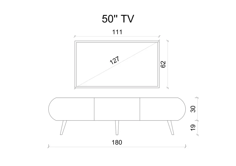 Regulus Mdf 3 Kapaklı Ahşap Ayaklı Country Tv Ünitesi 180 cm (4 renk seçeneği) SİYAH