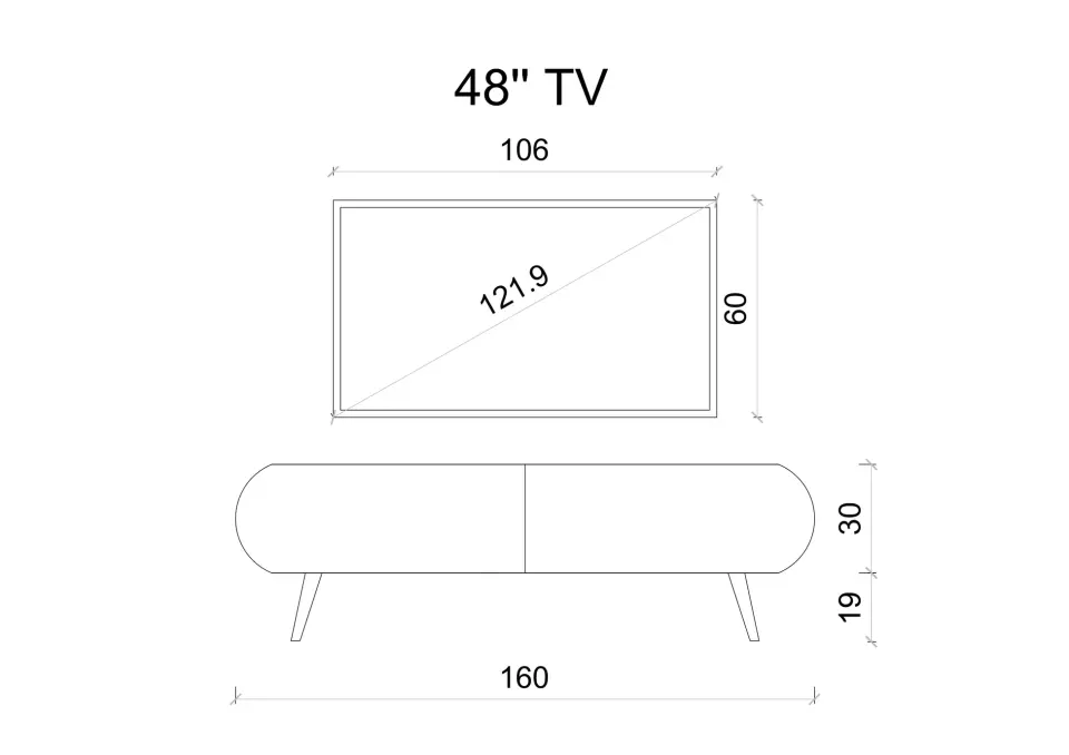 Regulus Mdf 2 Kapaklı Ahşap Ayaklı Country Tv Ünitesi 160 cm (4 renk seçeneği) KUM TAŞI