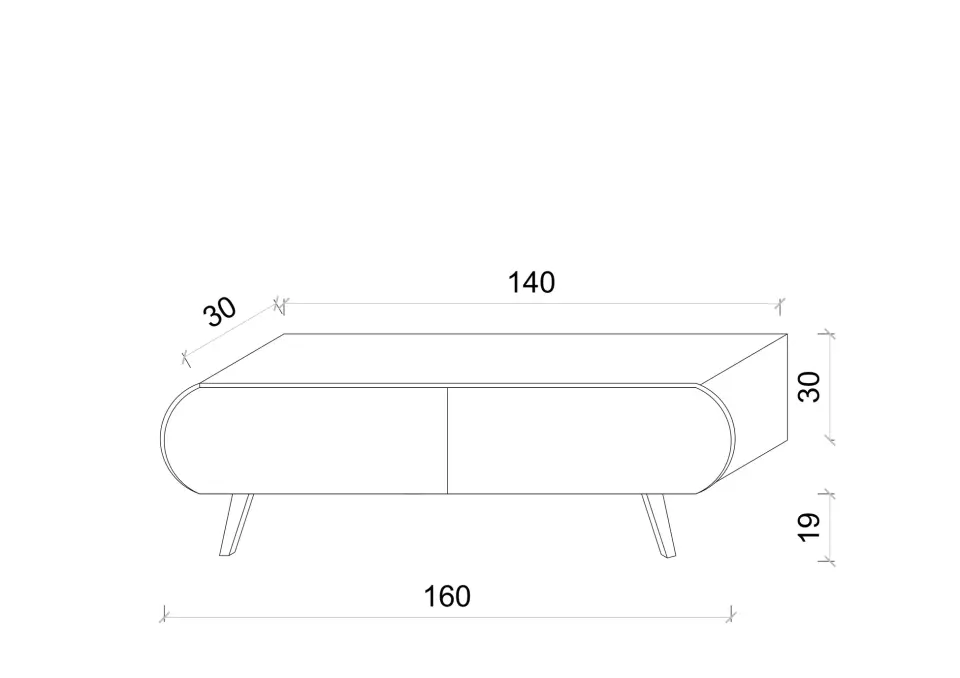 Regulus Mdf 2 Kapaklı Ahşap Ayaklı Country Tv Ünitesi 160 cm (4 renk seçeneği) GRİ