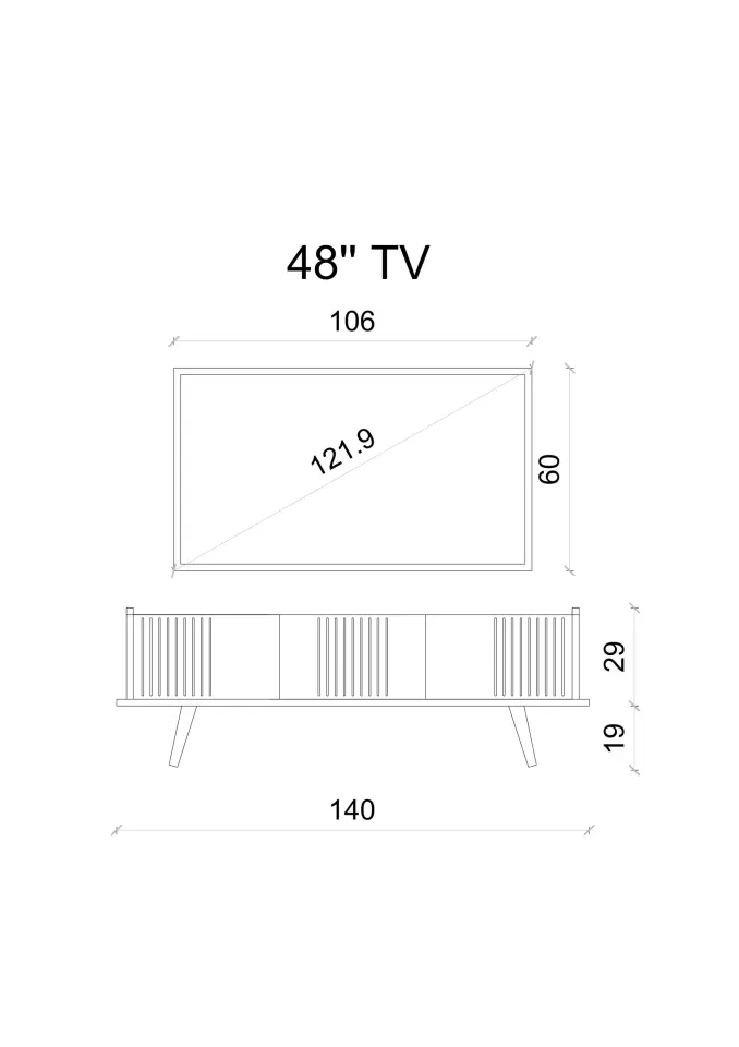 SPİCA SAFİR MEŞE RENGİ MDF AHŞAP AYAKLI TV ÜNİTESİ (140 cm,160 cm,180 cm,) 140 CM