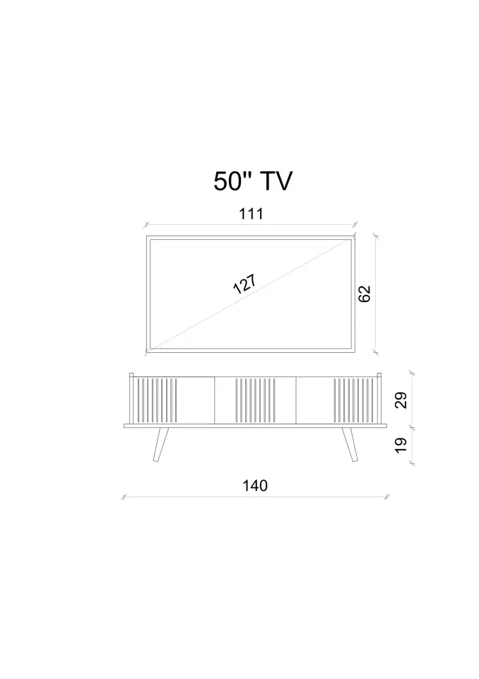 SPİCA SAFİR MEŞE RENGİ MDF AHŞAP AYAKLI TV ÜNİTESİ (140 cm,160 cm,180 cm,) 140 CM