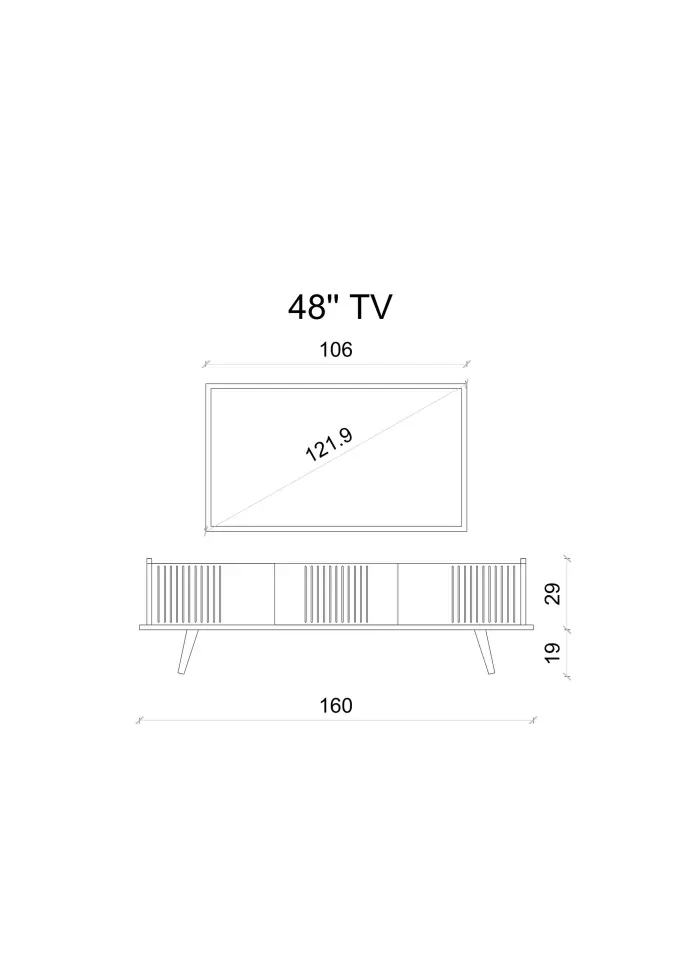SPİCA SAFİR MEŞE RENGİ MDF AHŞAP AYAKLI TV ÜNİTESİ (140 cm,160 cm,180 cm,) 160 CM