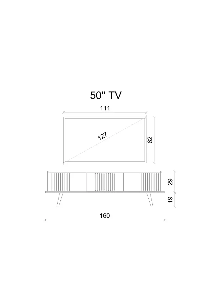SPİCA SAFİR MEŞE RENGİ MDF AHŞAP AYAKLI TV ÜNİTESİ (140 cm,160 cm,180 cm,) 160 CM