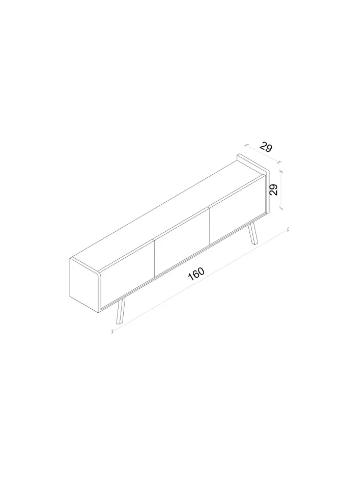 SPİCA SAFİR MEŞE RENGİ MDF AHŞAP AYAKLI TV ÜNİTESİ (140 cm,160 cm,180 cm,) 160 CM
