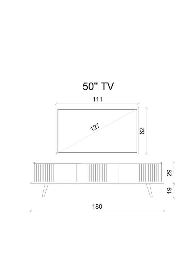 SPİCA SAFİR MEŞE RENGİ MDF AHŞAP AYAKLI TV ÜNİTESİ (140 cm,160 cm,180 cm,) 180 CM