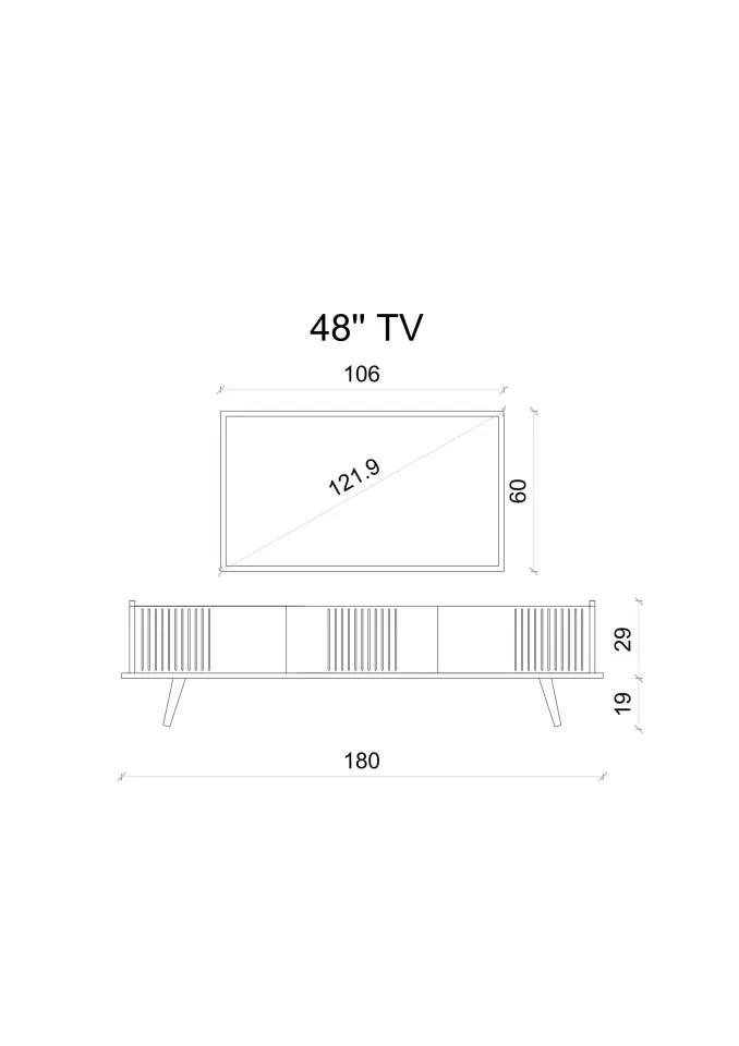 SPİCA SAFİR MEŞE RENGİ MDF AHŞAP AYAKLI TV ÜNİTESİ (140 cm,160 cm,180 cm,) 180 CM