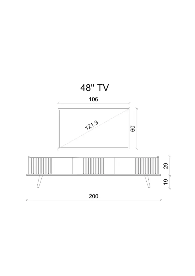 SPİCA SAFİR MEŞE RENGİ MDF AHŞAP AYAKLI TV ÜNİTESİ (140 cm,160 cm,180 cm,) 200 CM
