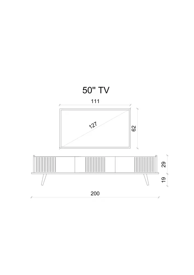 SPİCA SAFİR MEŞE RENGİ MDF AHŞAP AYAKLI TV ÜNİTESİ (140 cm,160 cm,180 cm,) 200 CM