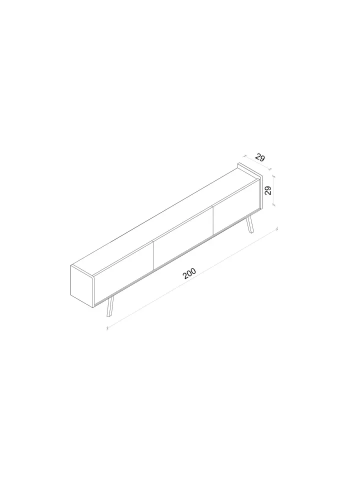 SPİCA SAFİR MEŞE RENGİ MDF AHŞAP AYAKLI TV ÜNİTESİ (140 cm,160 cm,180 cm,) 200 CM