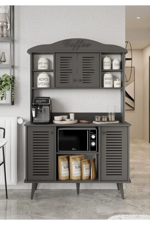 Avior Kahve Köşesi MDF kapaklı raflı 120 cm (5 renk seçeneği)