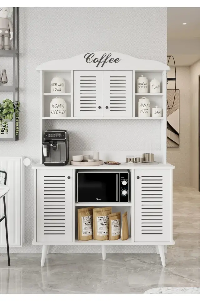 Avior Kahve Köşesi MDF kapaklı raflı 120 cm (5 renk seçeneği)