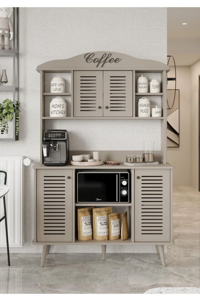 Avior Kahve Köşesi MDF kapaklı raflı 120 cm (5 renk seçeneği)