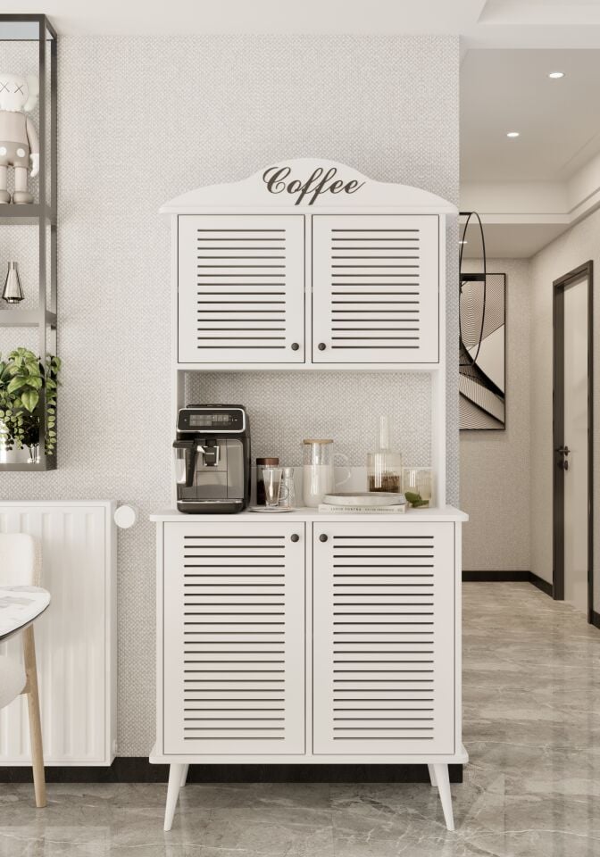 Avior Kahve Köşesi MDF Kapaklı Raflı 90 cm