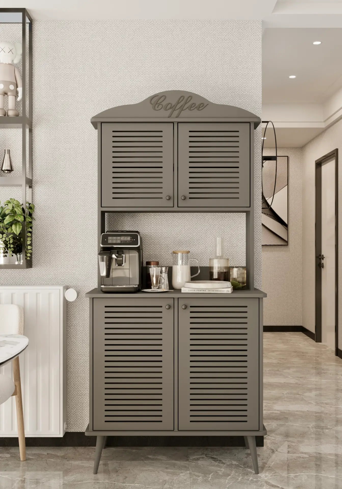 Avior Kahve Köşesi MDF Kapaklı Raflı 90 cm