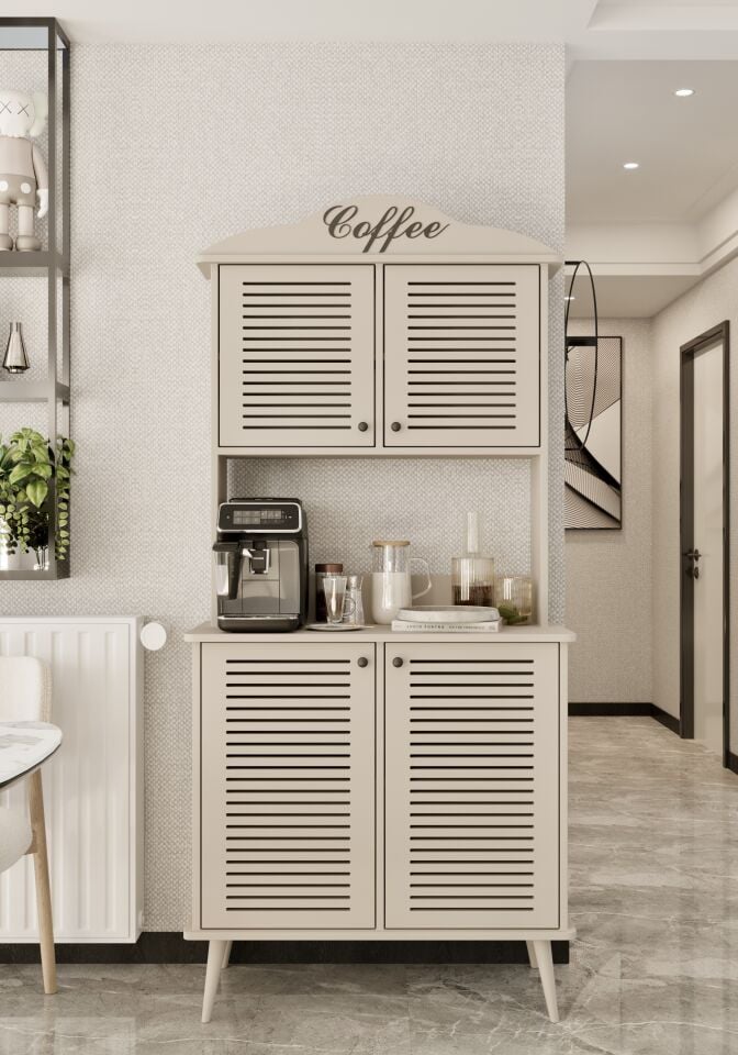Avior Kahve Köşesi MDF Kapaklı Raflı 90 cm
