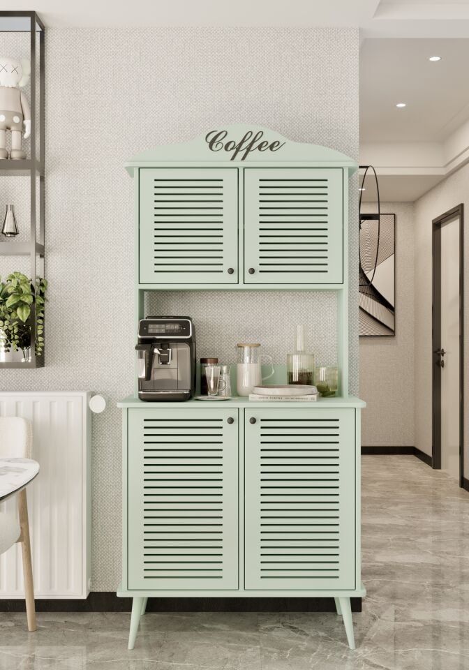 Avior Kahve Köşesi MDF Kapaklı Raflı 90 cm