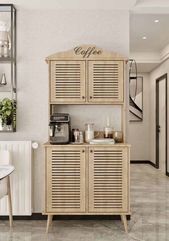 Avior Kahve Köşesi MDF Kapaklı Raflı 90 cm