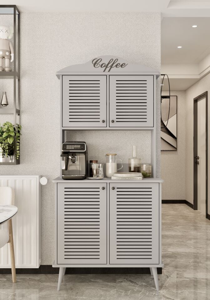 Avior Kahve Köşesi MDF Kapaklı Raflı 90 cm