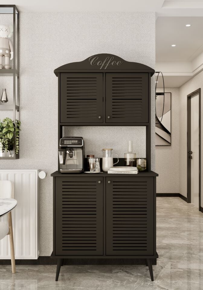 Avior Kahve Köşesi MDF Kapaklı Raflı 90 cm