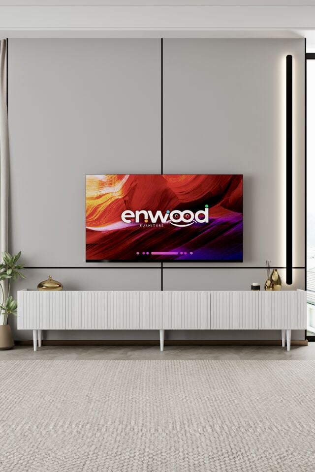Capella Tv Ünitesi 240 cm 6 kapaklı ayaklı MDF (8 renk seçeneği)