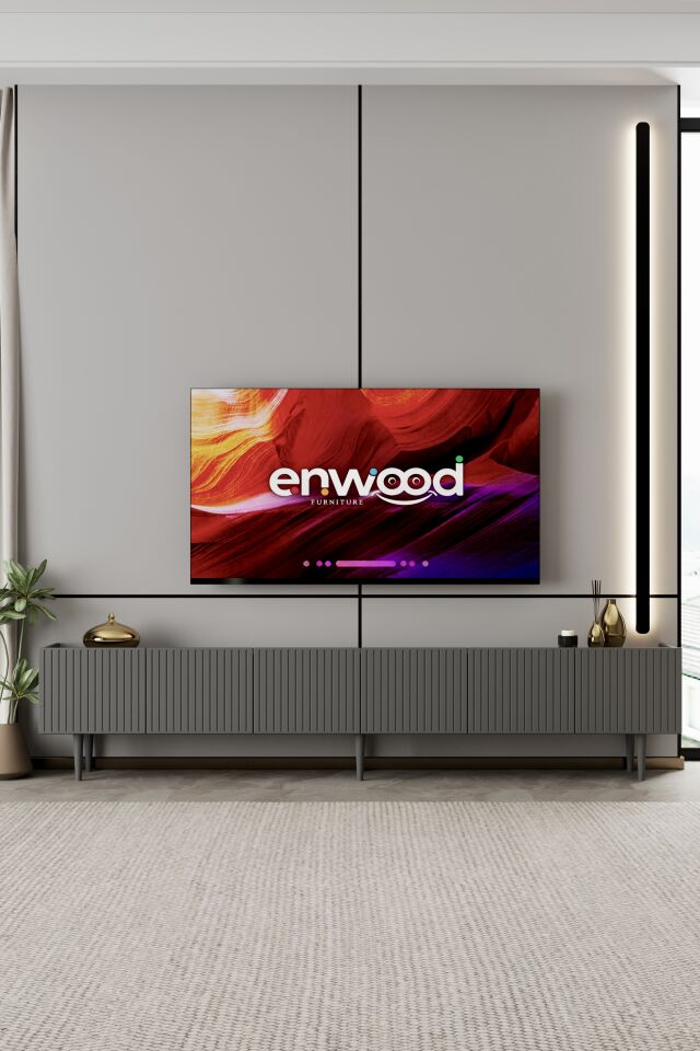 Capella TV Ünitesi 240 cm 6 Kapaklı Ayaklı MDF
