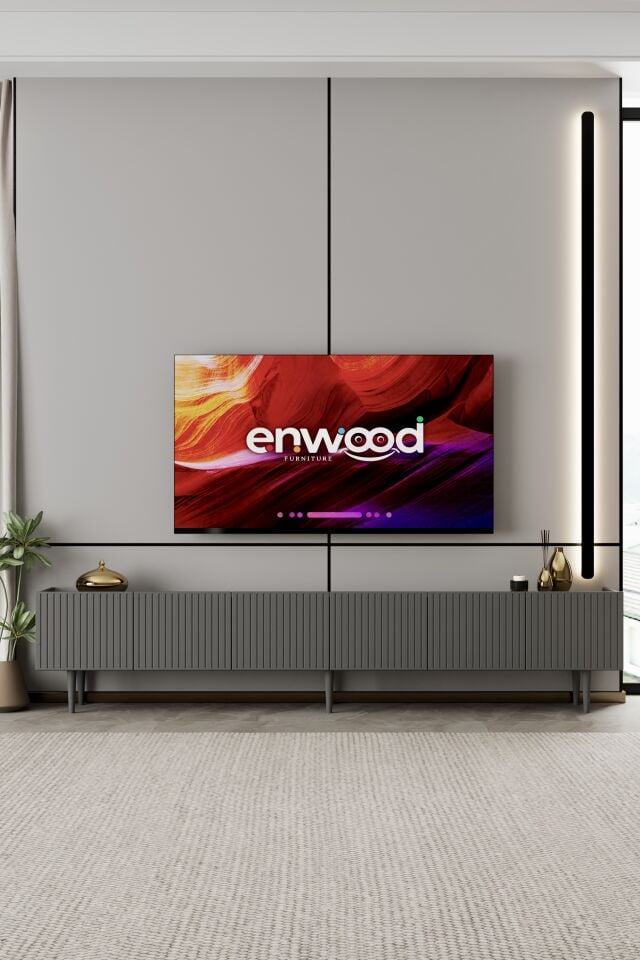 Capella TV Ünitesi 240 cm 6 Kapaklı Ayaklı MDF