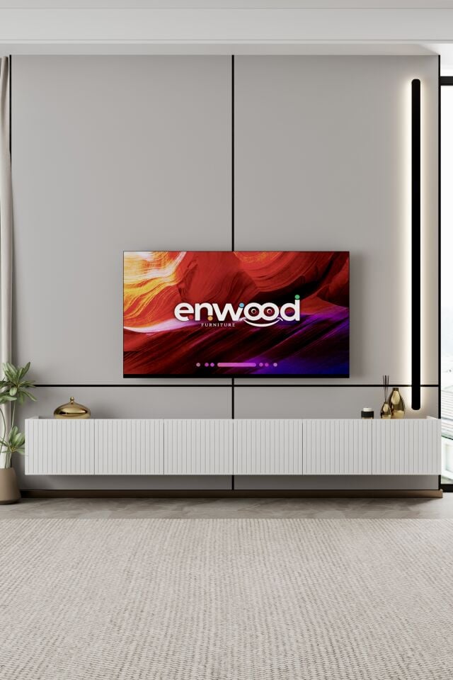 Capella Tv Ünitesi 240 cm 6 kapaklı duvara monte MDF (8 renk seçeneği)