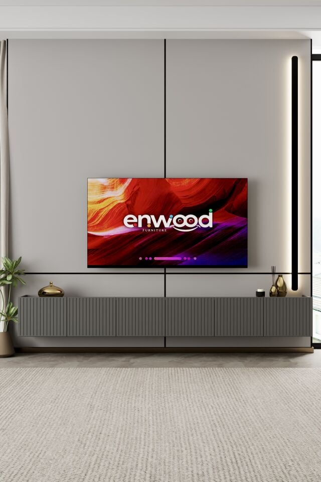 Capella TV Ünitesi 240 cm 6 Kapaklı Duvara Monte MDF