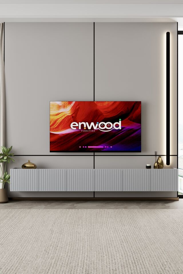Capella TV Ünitesi 240 cm 6 Kapaklı Duvara Monte MDF