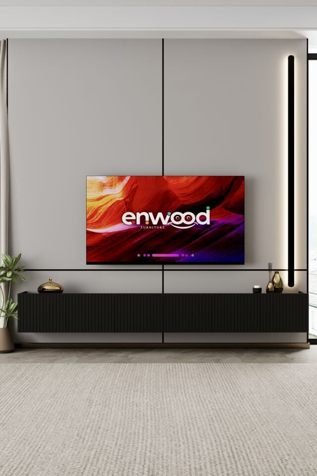 Capella TV Ünitesi 240 cm 6 Kapaklı Duvara Monte MDF