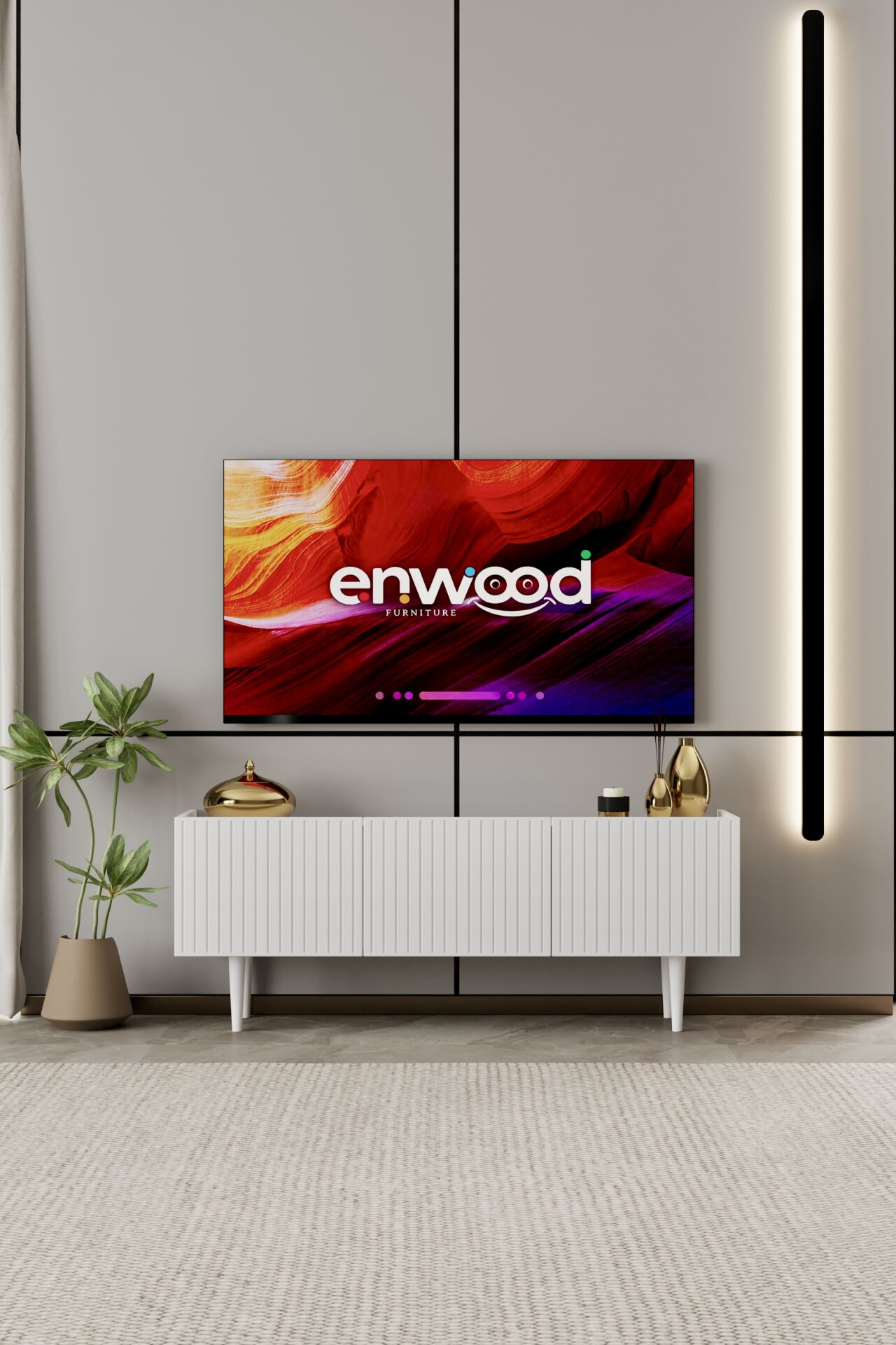 Capella TV Ünitesi 140 cm 3 Kapaklı Ayaklı MDF