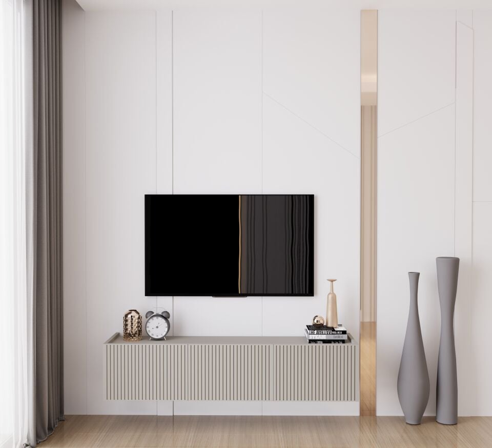 Capella Tv Ünitesi 140 cm duvara monte kapaklı raflı MDF (4 renk seçeneği)