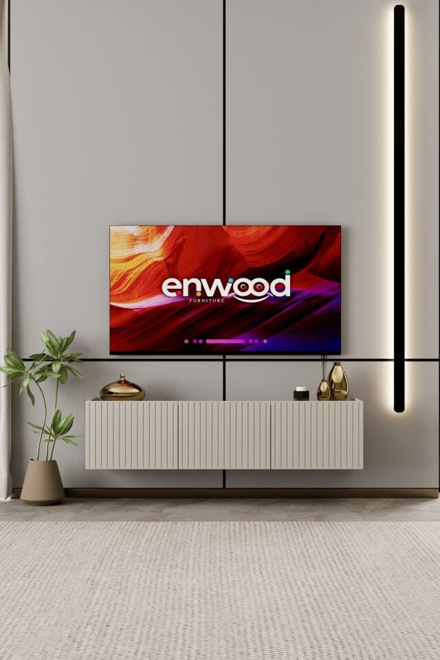 Capella Tv Ünitesi 140 cm 3 kapaklı duvara monte MDF (6 renk seçeneği)
