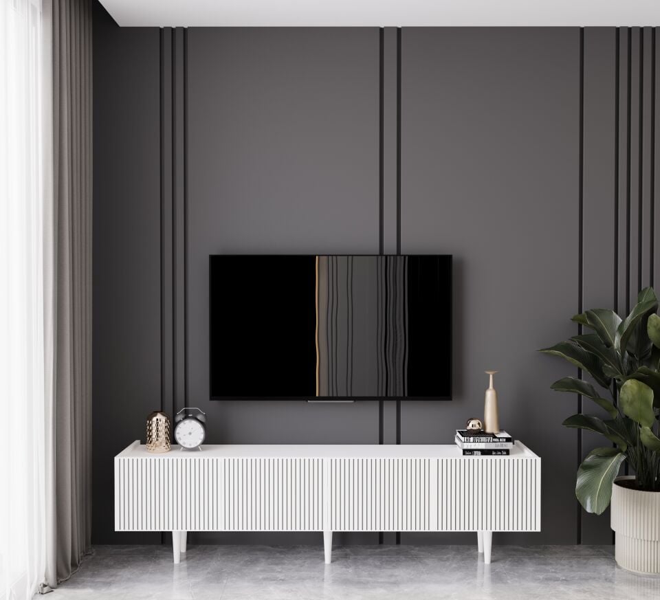 Capella Tv Ünitesi 160 cm ayaklı kapaklı raflı MDF (4 renk seçeneği)