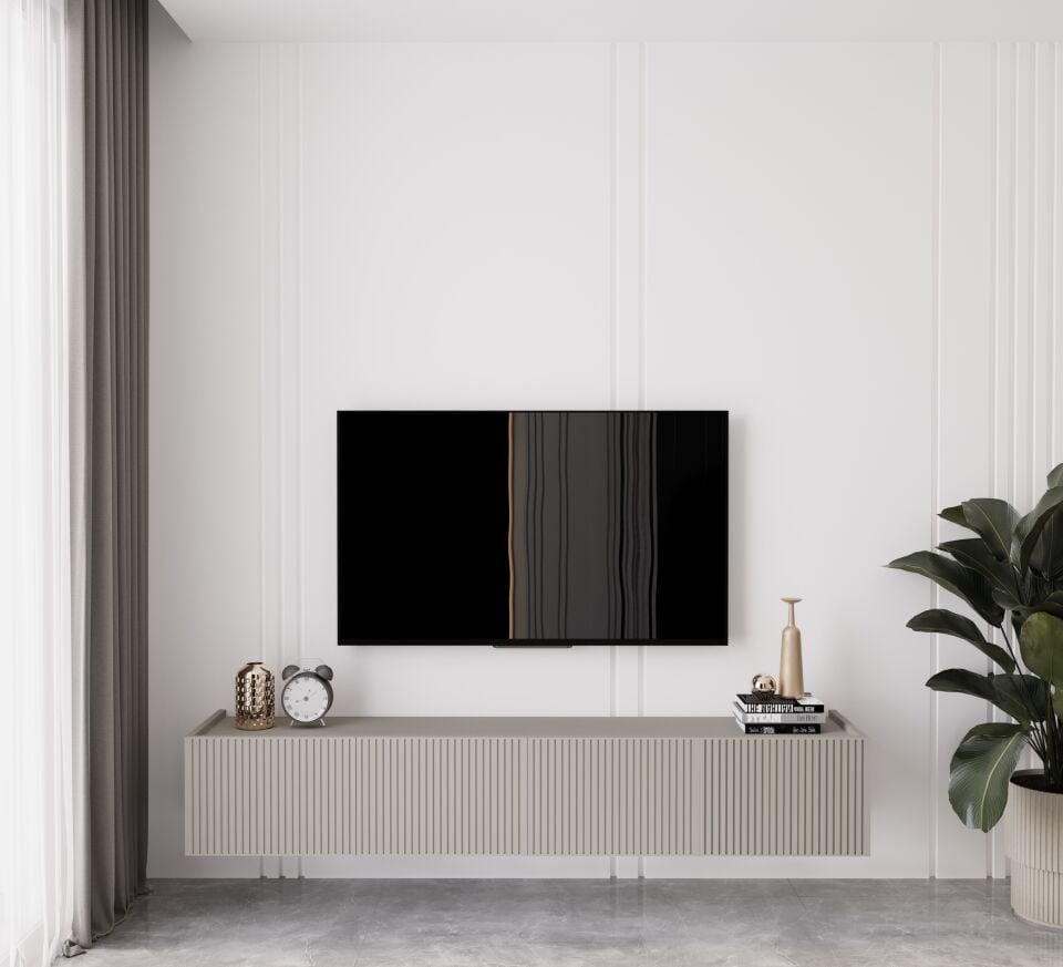 Capella Tv Ünitesi 160 cm duvara monte kapaklı raflı MDF (4 renk seçeneği)