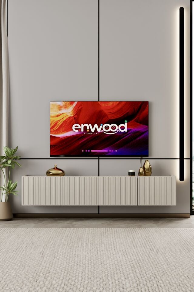 Capella Tv Ünitesi 180 cm 4 kapaklı duvara monte MDF (6 renk seçeneği)