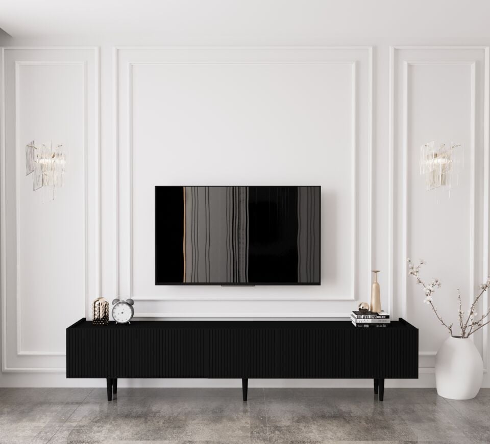 Capella Tv Ünitesi 200 cm ayaklı kapaklı raflı MDF (4 renk seçeneği)