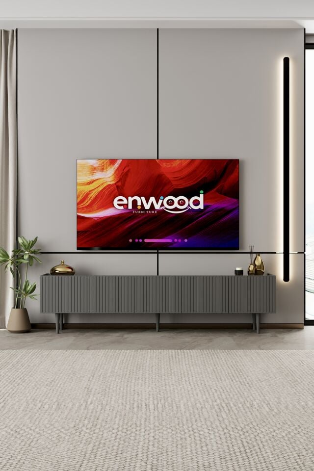 Capella Tv Ünitesi 200 cm 5 kapaklı ayaklı MDF (6 renk seçeneği)