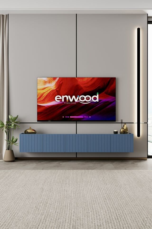 Capella Tv Ünitesi 200 cm 5 kapaklı duvara monte MDF (8 renk seçeneği)