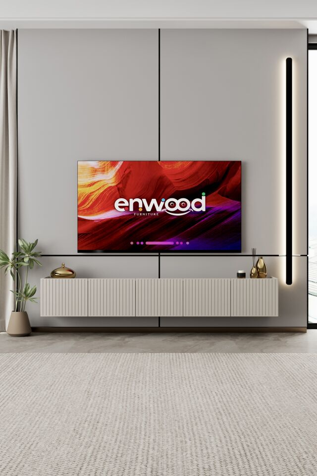Capella Tv Ünitesi 200 cm 5 kapaklı duvara monte MDF (6 renk seçeneği)