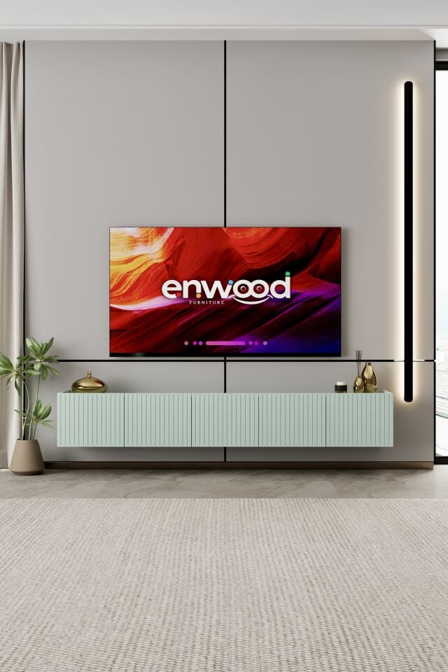 Capella 200 cm Duvara Monte TV Ünitesi | 5 Kapaklı MDF