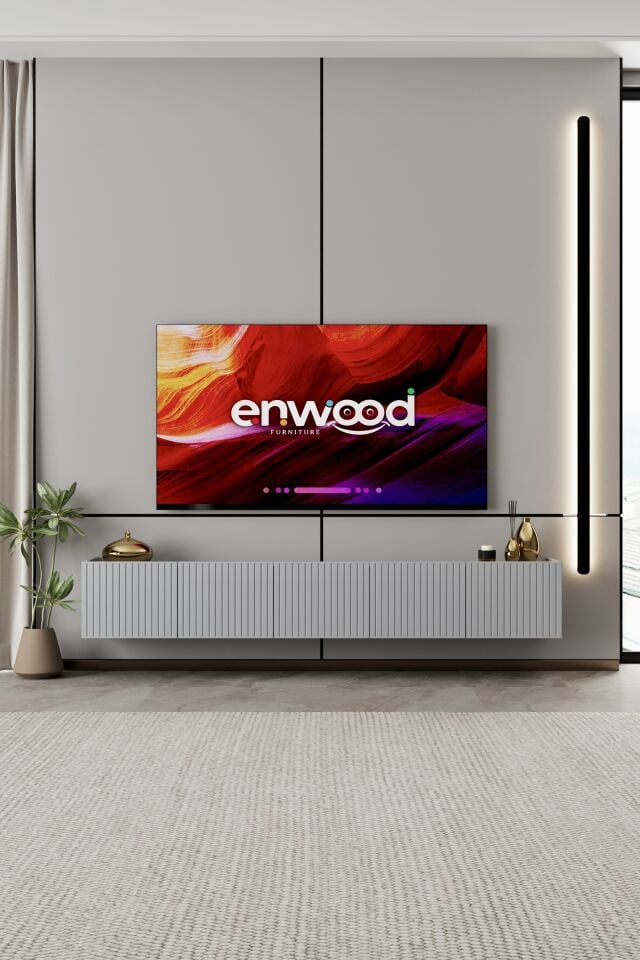 Capella 200 cm Duvara Monte TV Ünitesi | 5 Kapaklı MDF