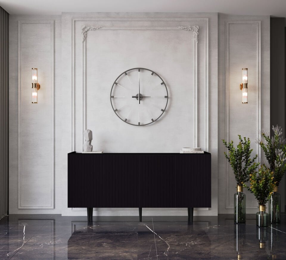 Capella Mdf 4 Kapaklı Raflı Ahşap Ayaklı 140 cm Konsol (4 renk seçeneği)