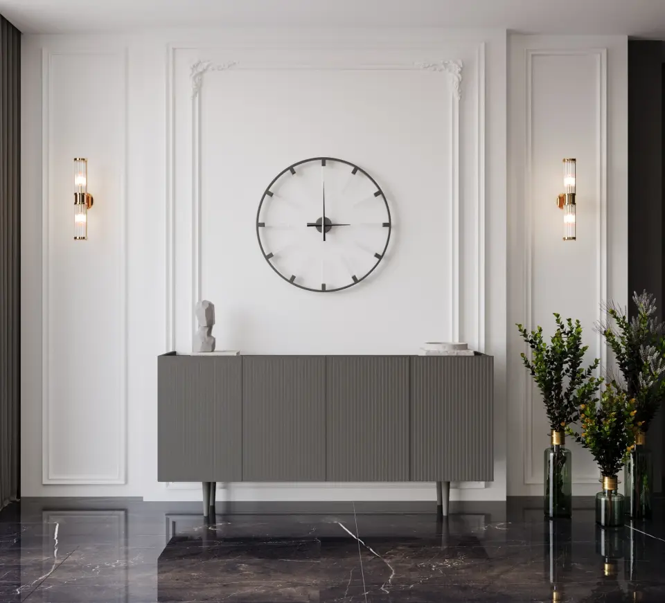 Capella Mdf 4 Kapaklı Raflı Ahşap Ayaklı 140 cm Konsol (4 renk seçeneği)