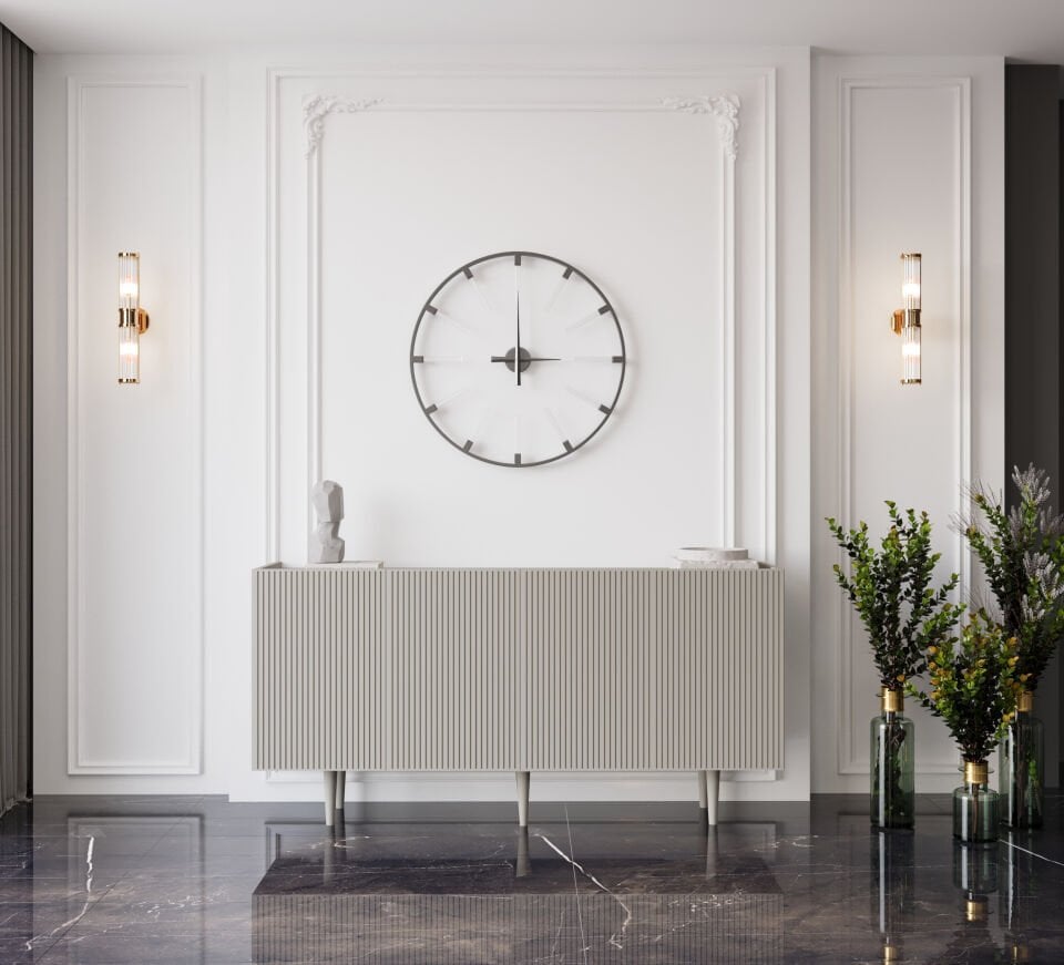 Capella Mdf 4 Kapaklı Raflı Ahşap Ayaklı 160 cm Konsol (4 renk seçeneği)
