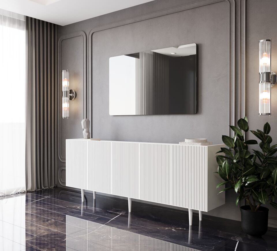 Capella Mdf 5 Kapaklı Raflı Ahşap Ayaklı 180 cm Konsol (4 renk seçeneği)