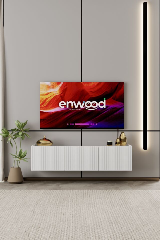 Capella Tv Ünitesi 120 cm duvara monte kapaklı raflı MDF (6 renk seçeneği)