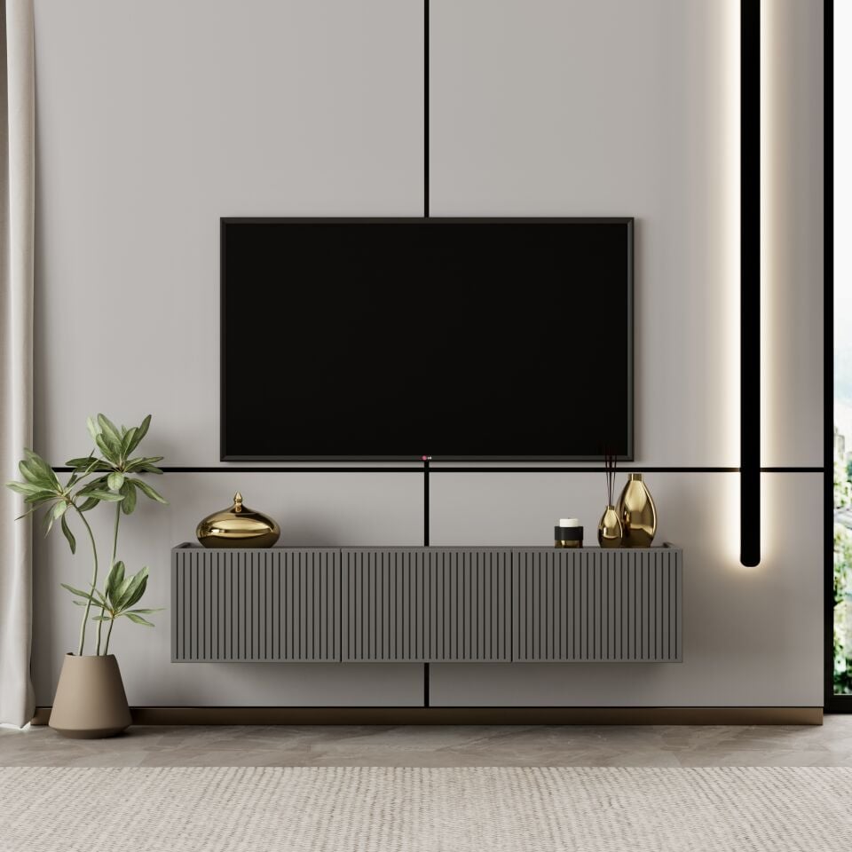 Capella Tv Ünitesi 120 cm duvara monte kapaklı raflı MDF (6 renk seçeneği)