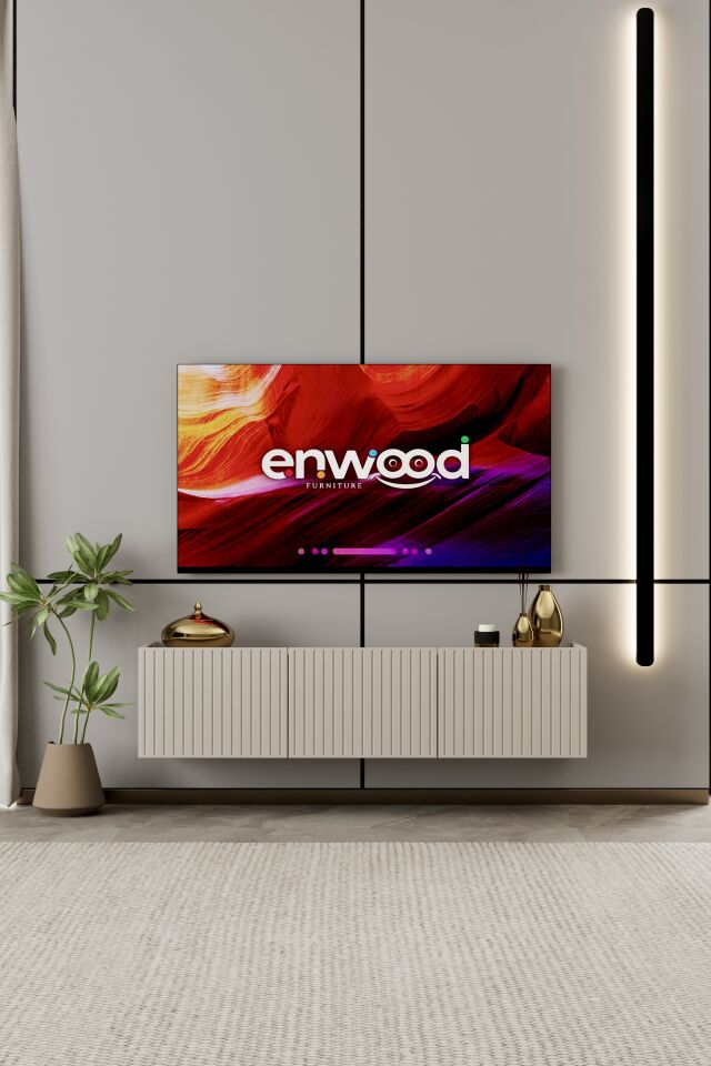 Capella Tv Ünitesi 120 cm duvara monte kapaklı raflı MDF (6 renk seçeneği)