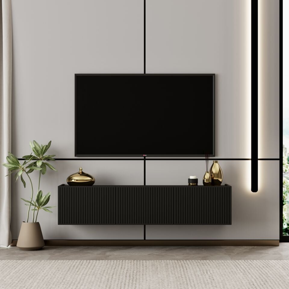 Capella Tv Ünitesi 120 cm duvara monte kapaklı raflı MDF (6 renk seçeneği)